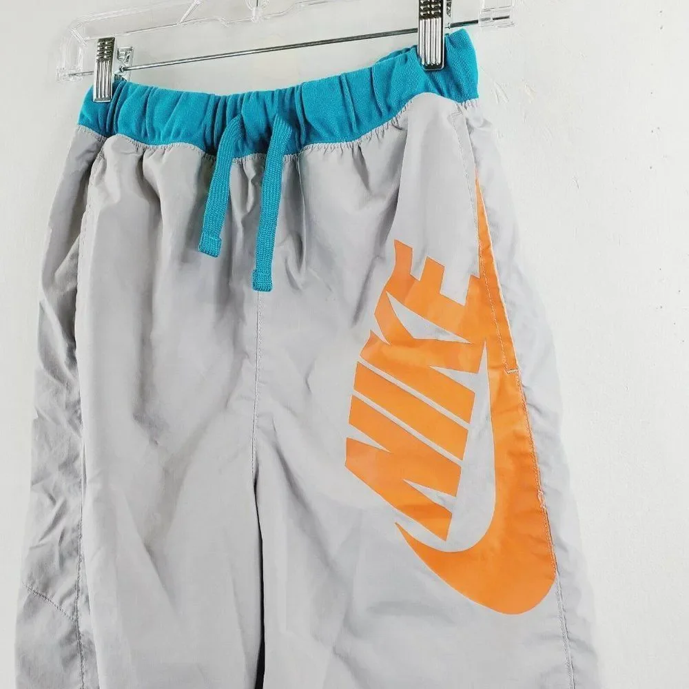 Nike Boys Wolf Gray Aquamarine Drawstring‎ Sportswear Woven Shorts Size XL